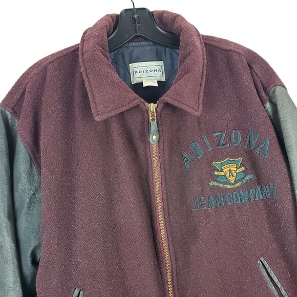 Vintage ARIZONA JEAN COMPANY Jacket Mens Small Red Leather Wool Varsity Quilted - Picture 5 of 9